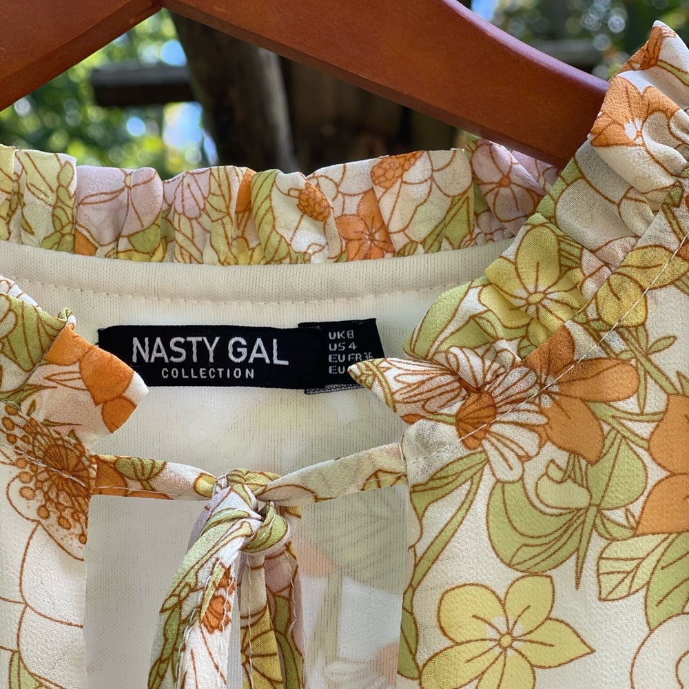 Nasty Gal Collection Orange/Yellow Hippie Dress Sz 4 Pre-Owned - Picture 5 of 7